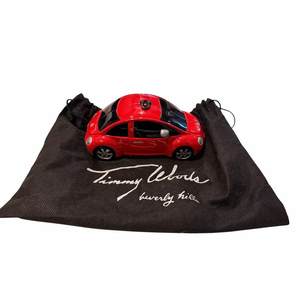Rare Timmy Woods Beverly Hills Red VW Beetle Lacquered Wood Purse